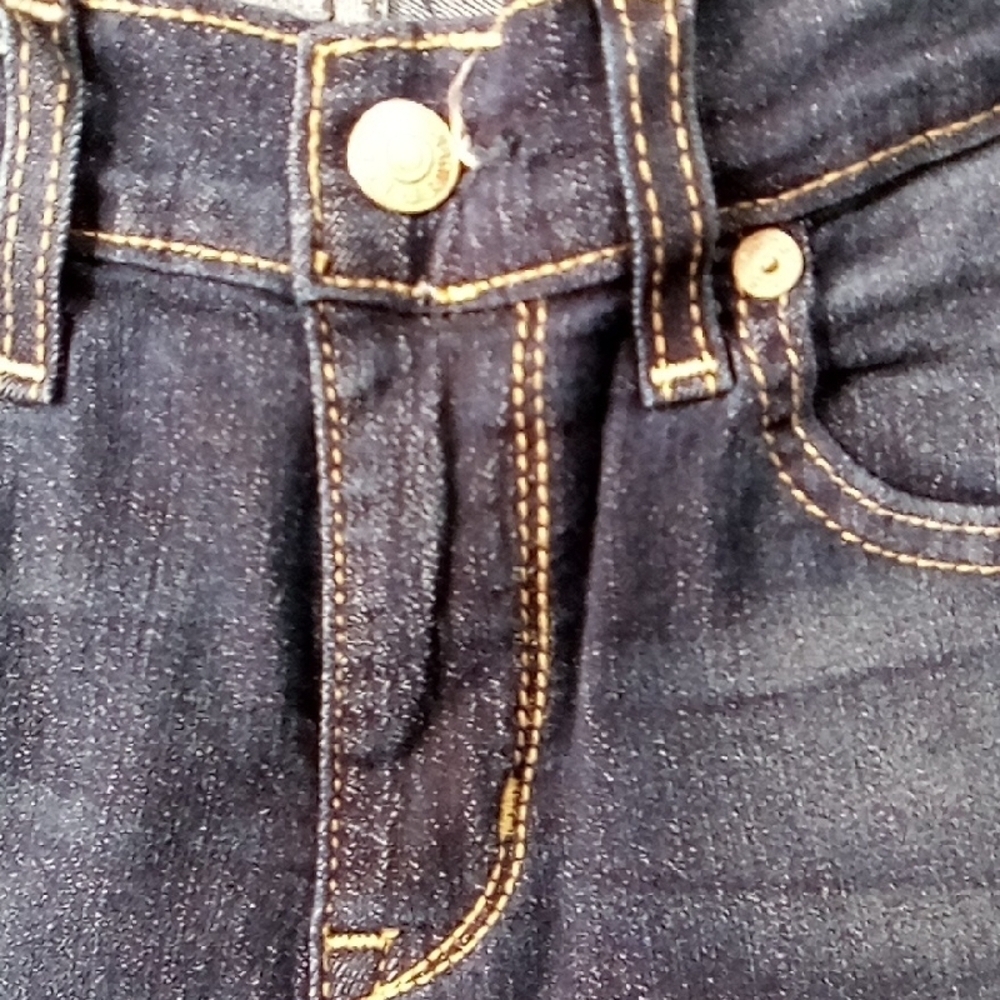 Blue Straight Leg Jeans with Classic Dark Wash - Picture 7 of 10